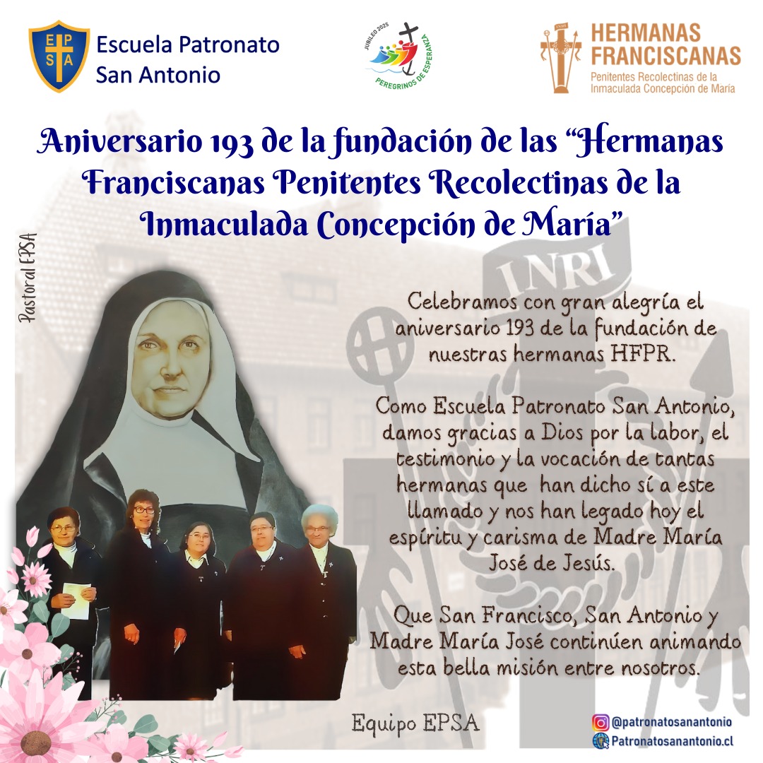 Lee más sobre el artículo Aniversario 193 de la fundación de las «Hermanas Franciscanas Penitentes Recolectinas (H.F.P.R.)»